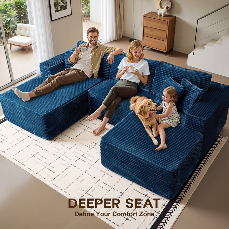 OVIOS All-Foam Cloud L-Shaped Lounger Sofa​ ​​With Ottoman​