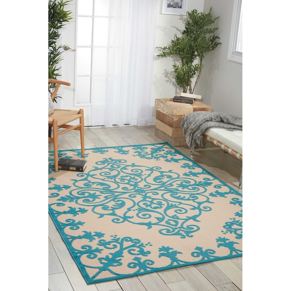Nourison Aloha Modern Medallion Scroll Indoor / Outdoor Area Rug