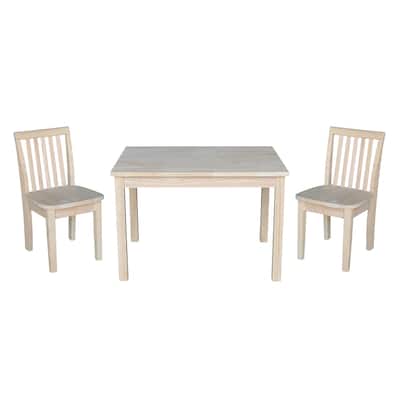 Kids Table with 2 Mission Juvenile Chairs - Unfinished- 3 Piece Set