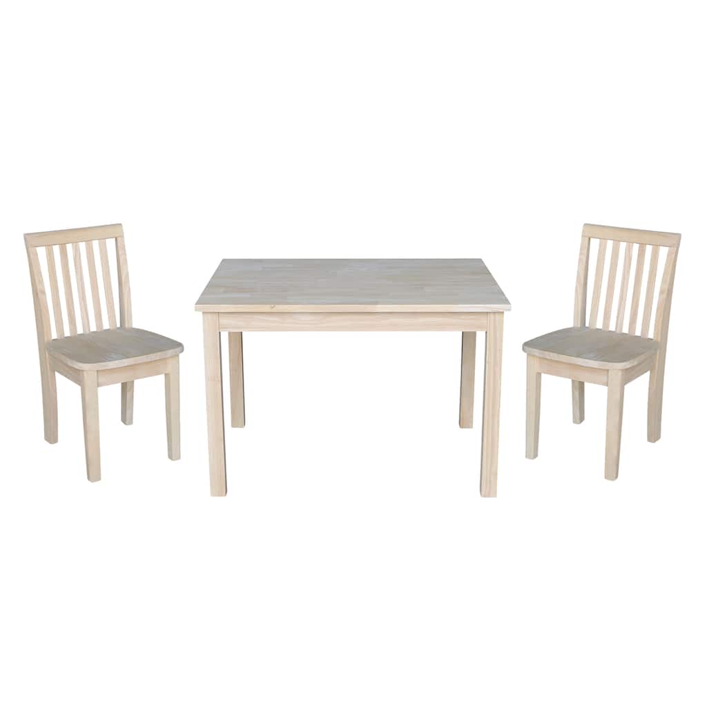 Kids Table with 2 Mission Juvenile Chairs - Unfinished- 3 Piece Set