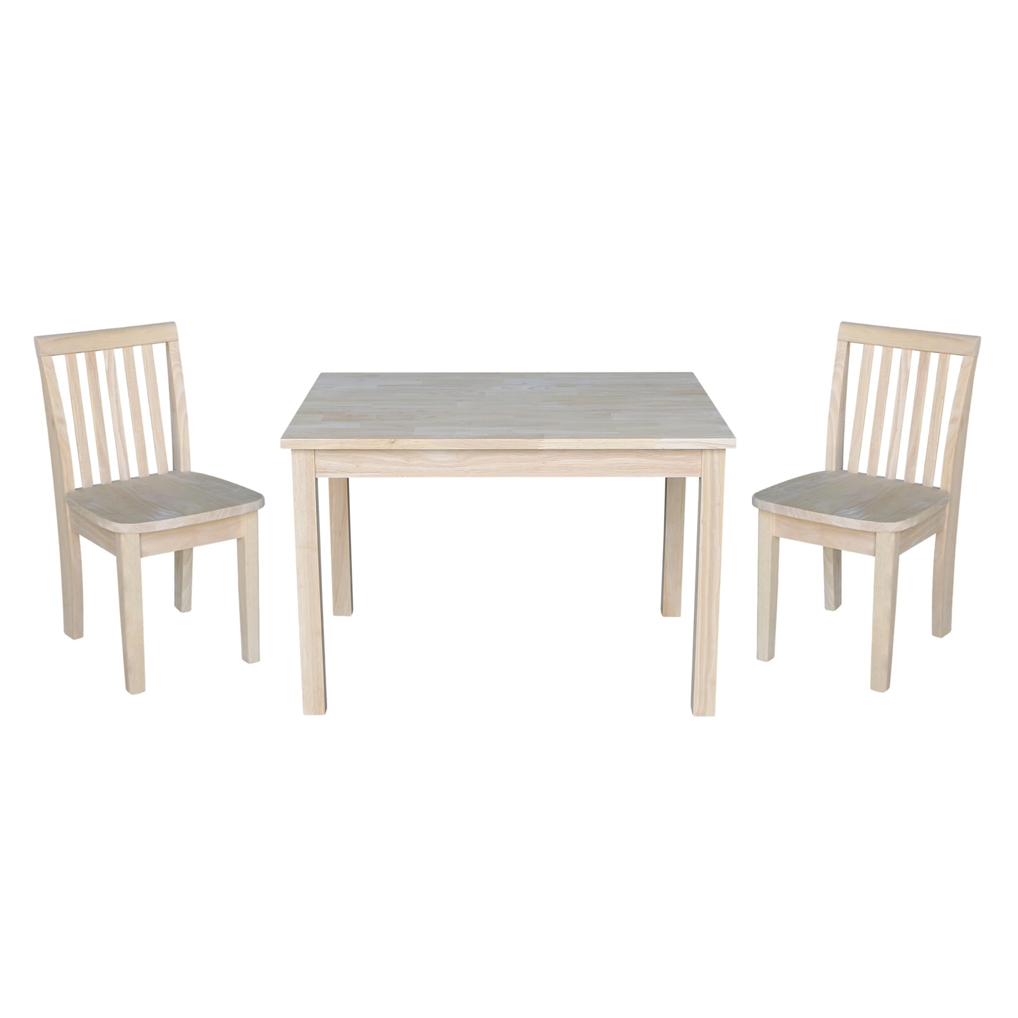 Kids Table with 2 Mission Juvenile Chairs - Unfinished- 3 Piece Set