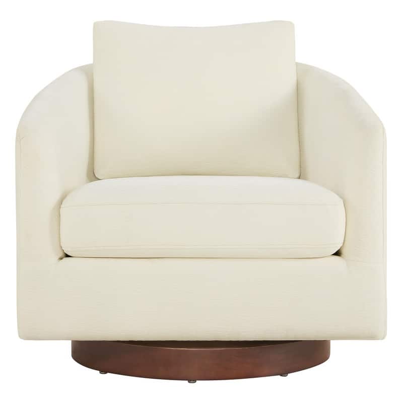 Spruce & Spring Classic Swivel Club Accent Chair with Back Cushion & Solid Wood Frame