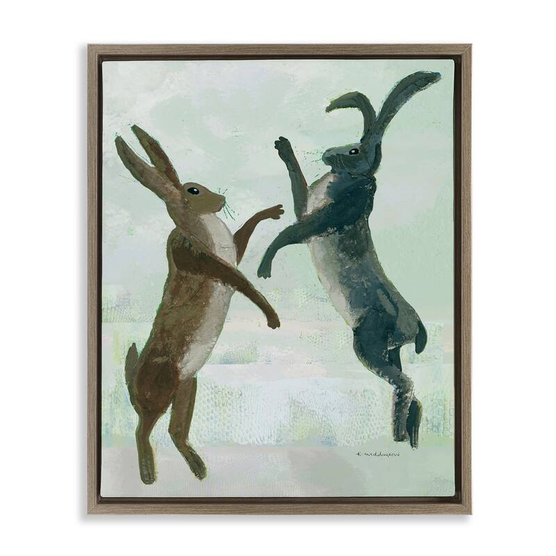 Stupell Rustic Boxing Hares Framed Floater Canvas Wall Art Design By Kay Widdowson - 25 x 31 - Brown