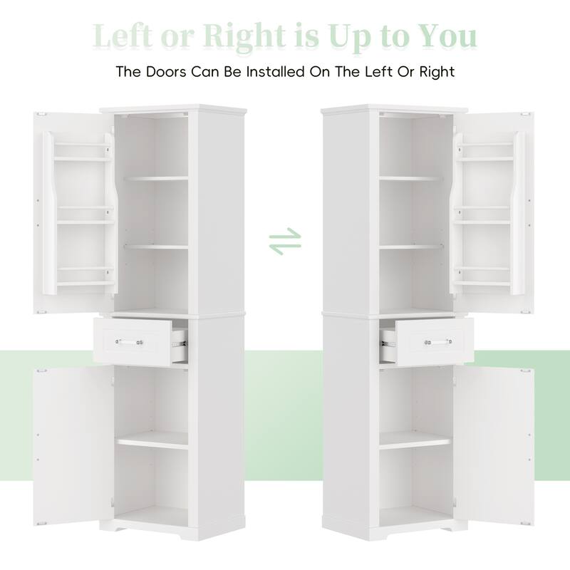 GDFStudio - Jasper Tall Freestanding Bathroom Storage Cabinet with Two-Sized Doors and Adjustable Shelves