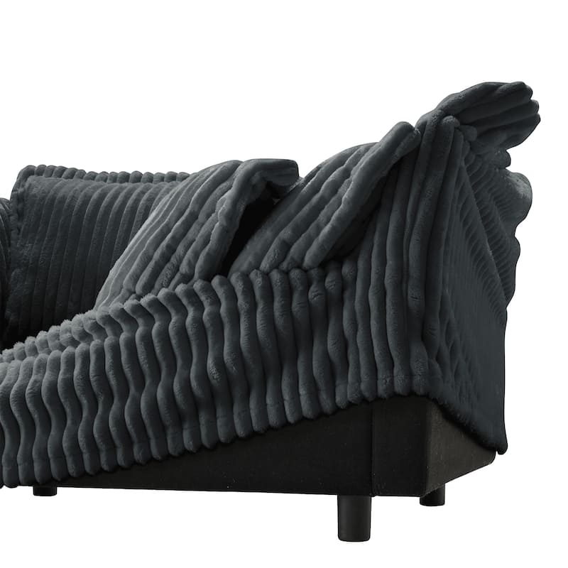 83.4" Corduroy 3-Seater Sofa with Pillows, Living Room or Bedroom