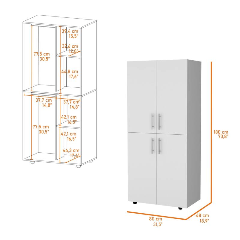 Hazel Armoire in melamine with 2 doors - N/A