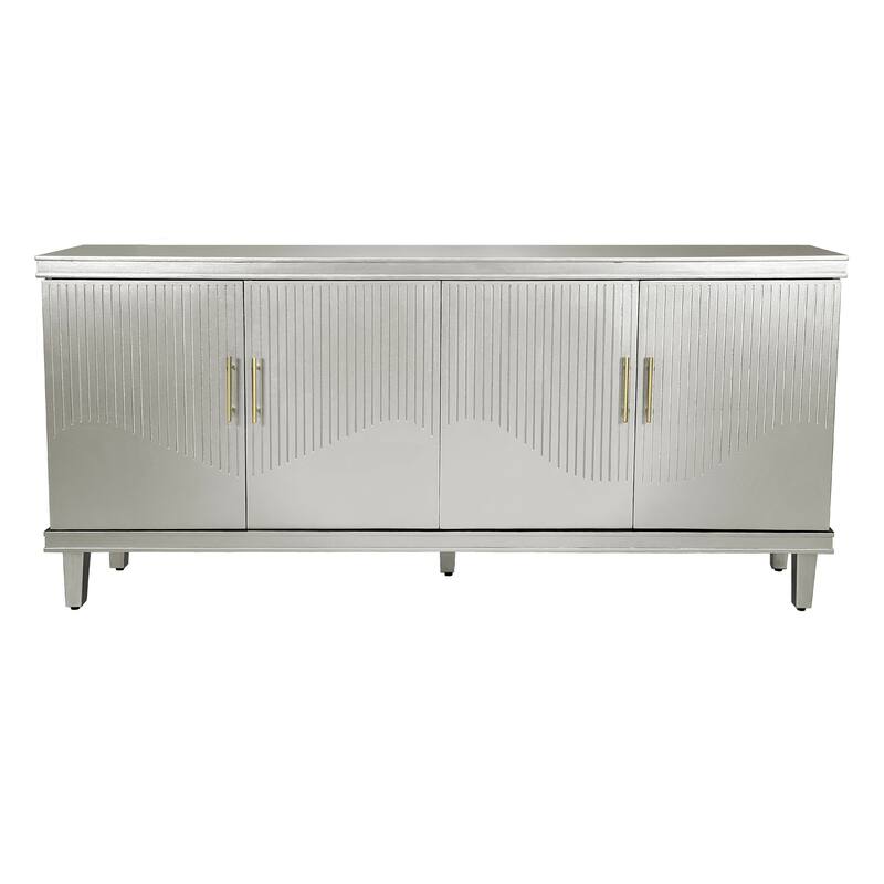 Large Storage Cabinet TV Cabinet with Adjustable Shelves, Champagne Sideboard Console Table with Double Storage Compartments