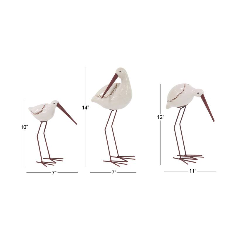 White Ceramic Bird Decorative Sculpture (Set of 3)
