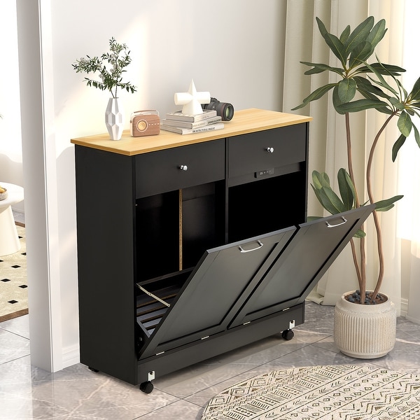 Wooden trash can holder top