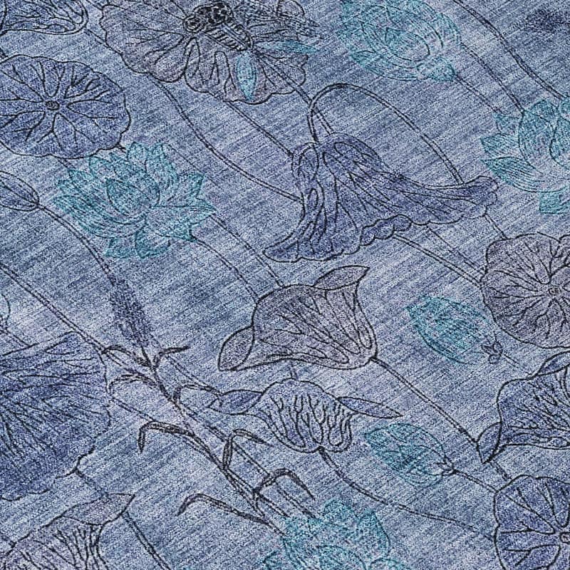 Machine Washable Indoor/Outdoor Modern Floral Chantille Rug