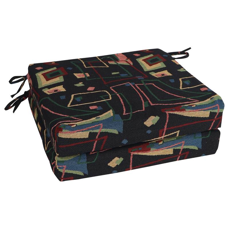 20-inch by 19-inch Tapestry Chair Cushion (Multiple Patterns, Set of 1,2, or 4) - 20 x 19 - Spin City - Set of 2