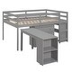 preview thumbnail 21 of 35, Low Loft Bed with Cabinet ,Shelves and Rolling Portable Desk