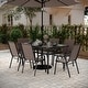 preview thumbnail 10 of 24, Commercial 7 Pc Outdoor Patio Dining Set with Glass Table and 6 Chairs Brown