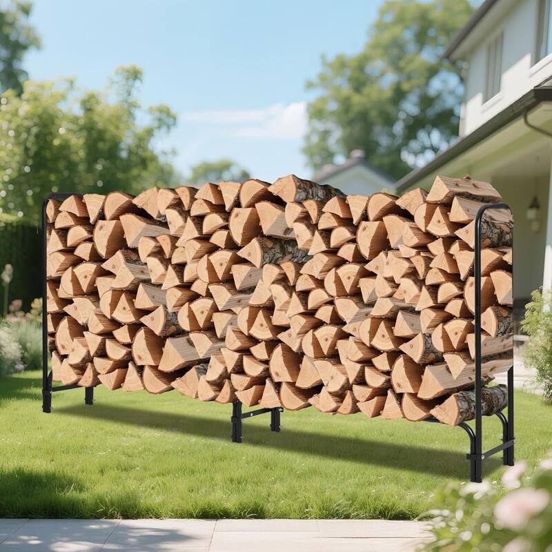 Firewood Rack Storage Cover Set for Patio Outdoor Use Backyard - 8Ft