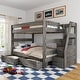 preview thumbnail 17 of 22, Max and Lily Modern Farmhouse Queen Over Queen Bunk Bed With Staircase and Storage Drawers Driftwood