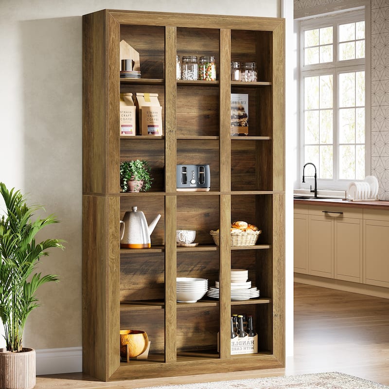 74.8" Tall Farmhouse Kitchen Pantry, 6-Tier Storage Cabinet for for Dining Room, Brown - N/A - Brown