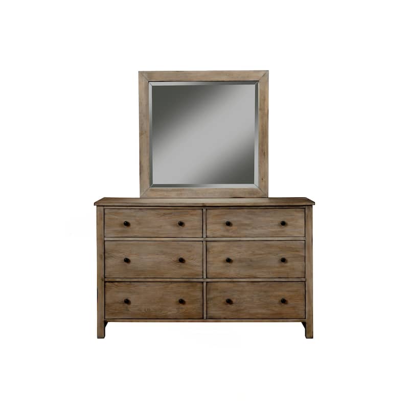 Origins by Alpine Classic Wood 6 Drawer Dresser in Natural Gray