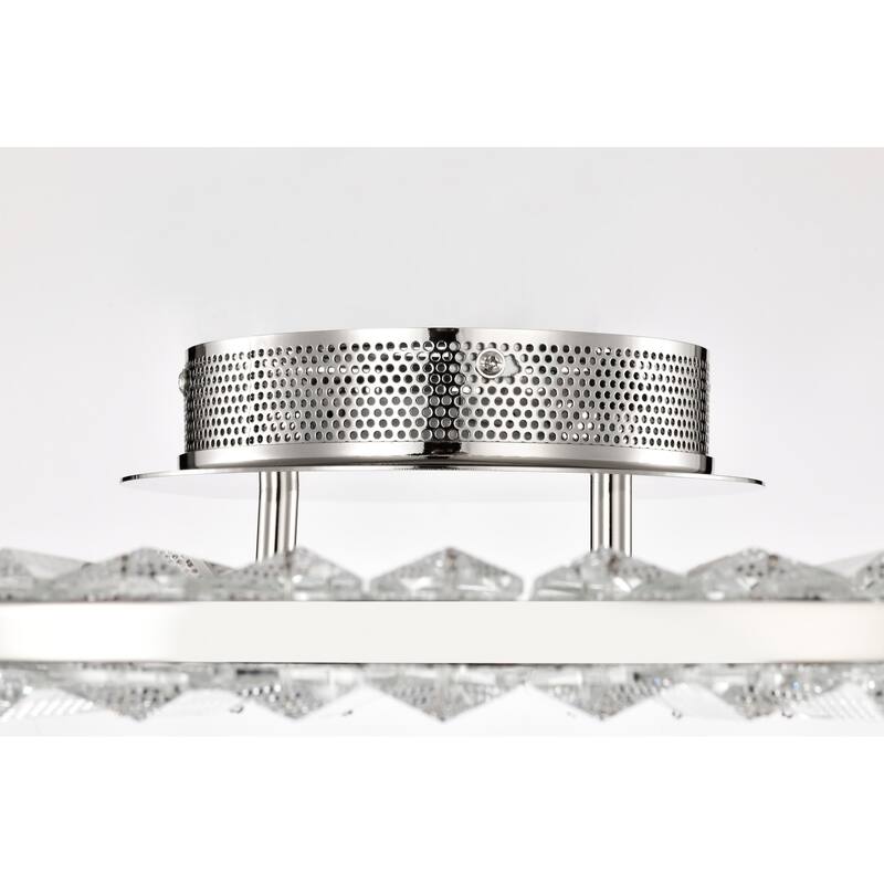 Nova LED 23 Inch Round Flush Mount Polished Nickel Finish K9 Crystal - Polished Nickel