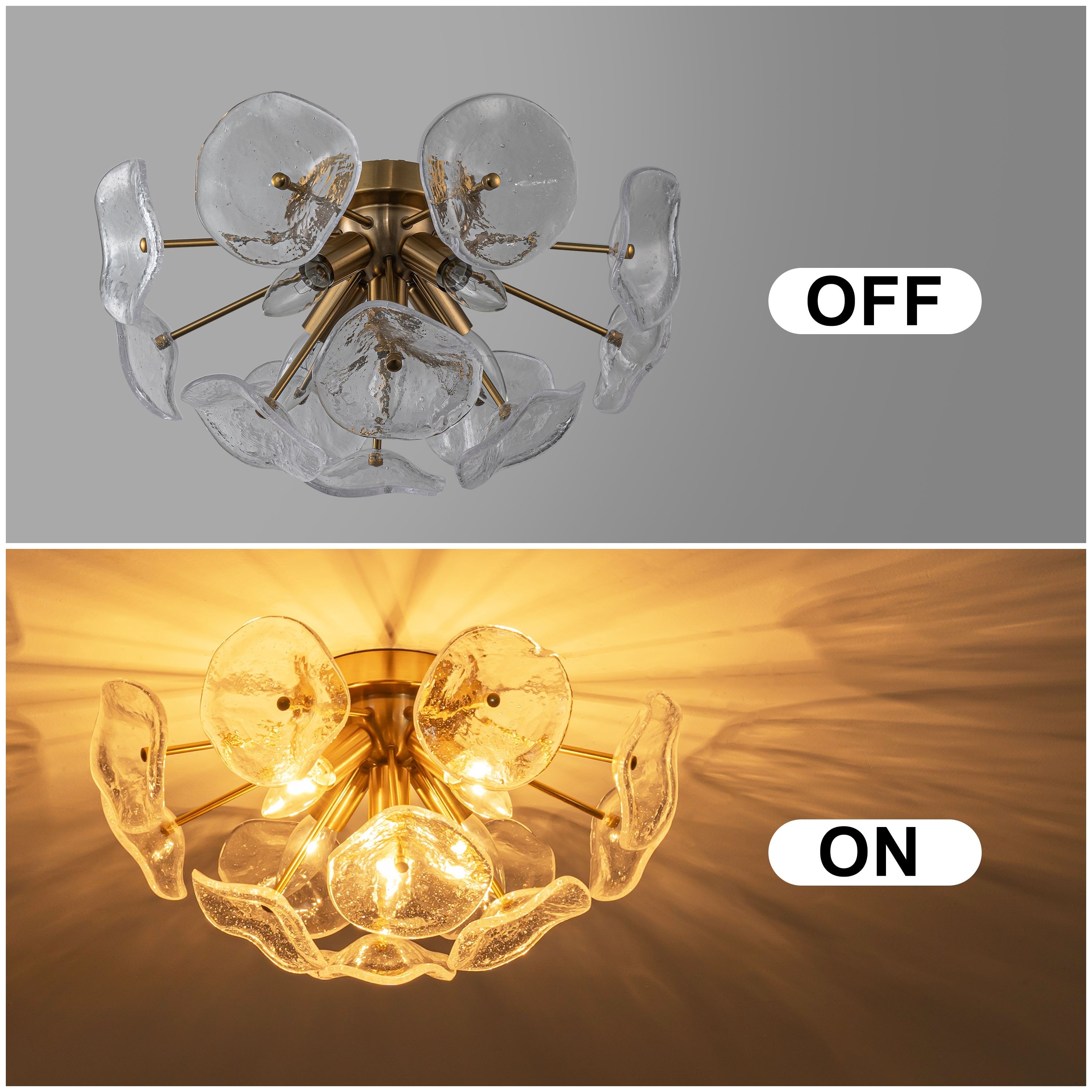 haluc❤ Starsky 5-Light Flush Mount Chandelier with Hand-Blown Flower