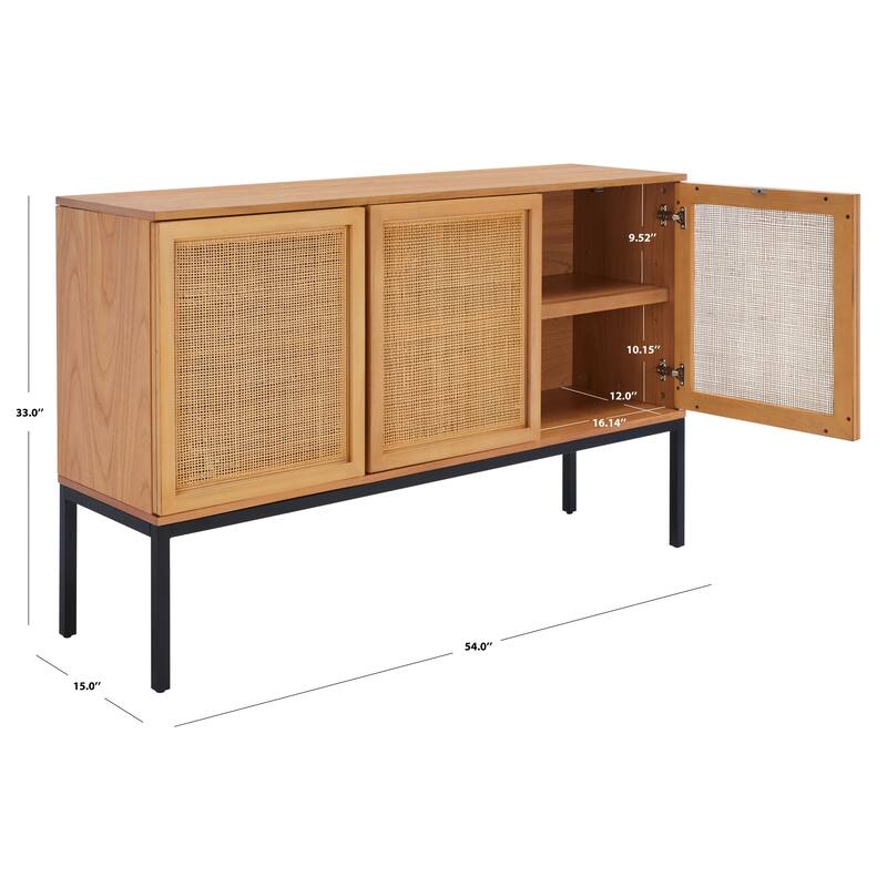 SAFAVIEH Tabetha 2-Shelf Rattan Sideboard - 54 In. W x 15 In. D x 33 In. H - 54Wx15Dx33H