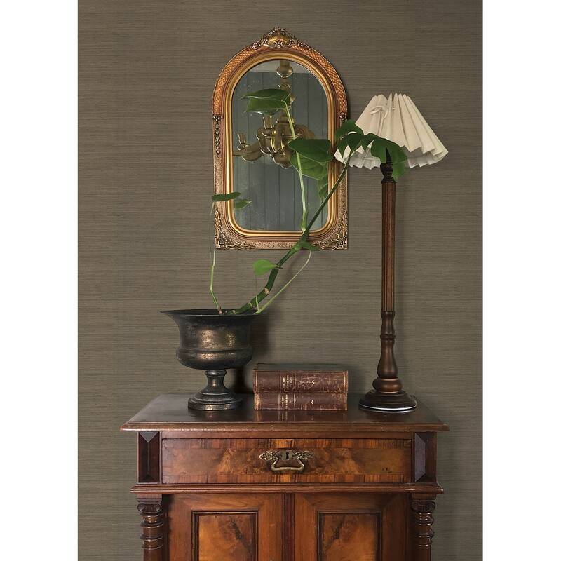 Chris Loves Julia x A-Street Prints Mycroft Sterling Grasscloth Wallpaper