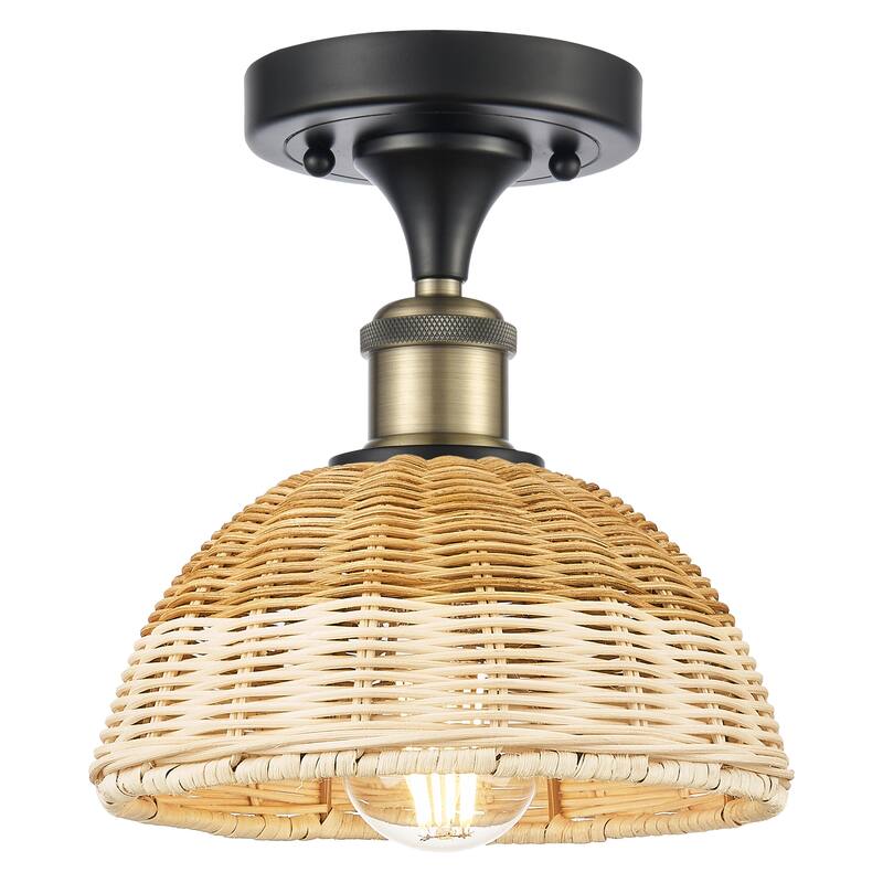 Innovations Lighting Endless Possibilities Ballston - Bristol Natural II - 1 Light 8" Semi-Flush Mount - Black Antique Brass