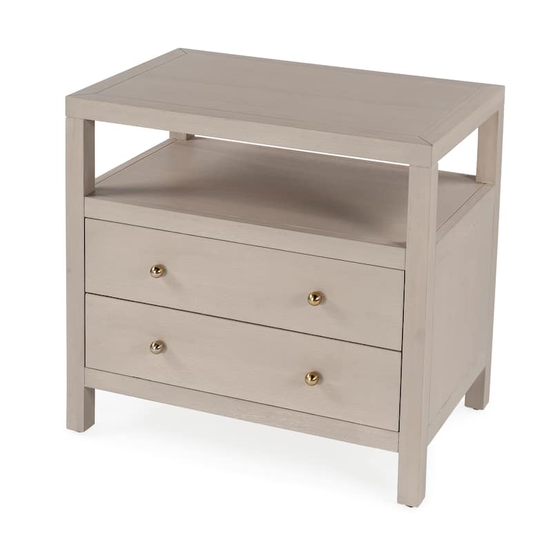 Nora 2-Drawer Wood Wide Nightstand