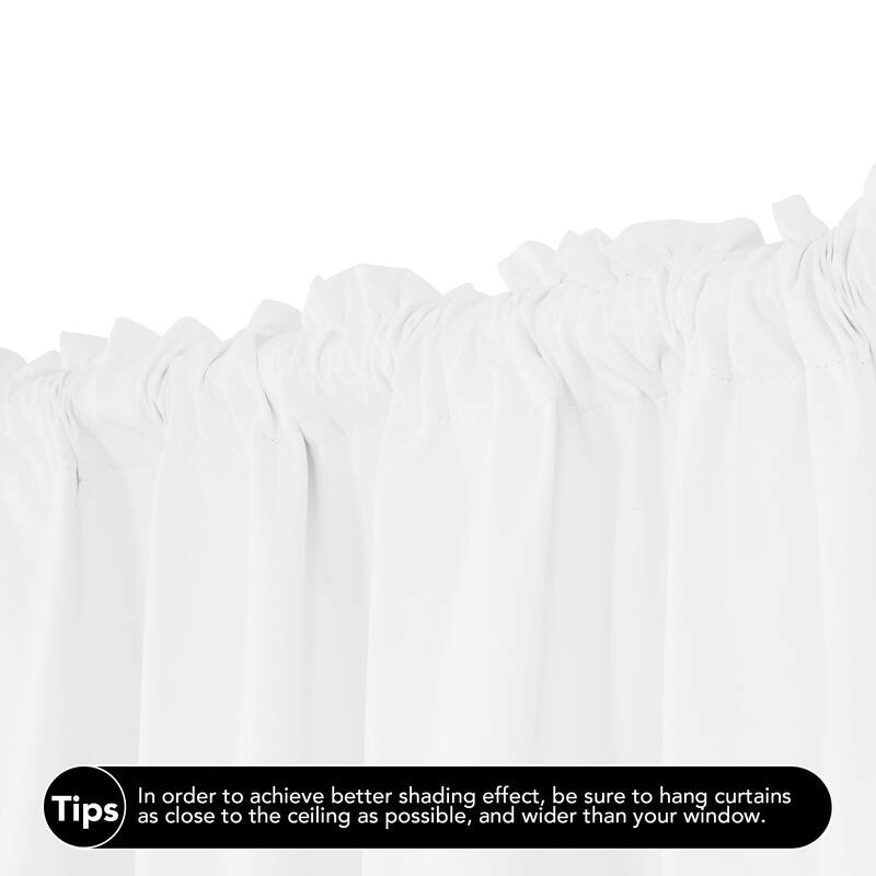 White Curtains Rod Pocket Blackout Drapes 2 Panel