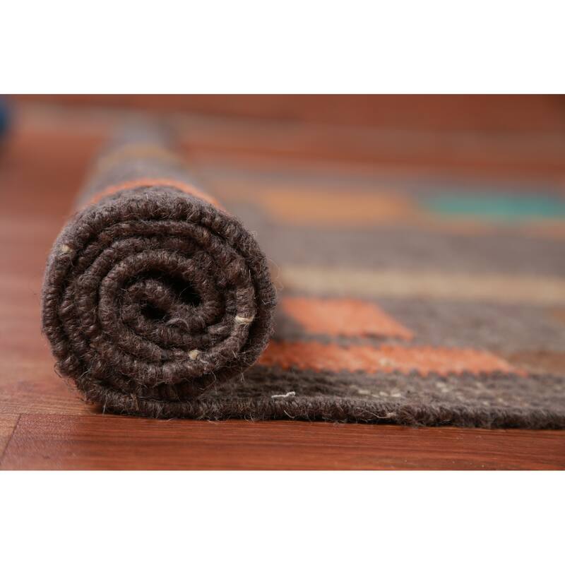 Hand Woven Oriental 100% Jute Carpet Southwestern Modern Greys & Charcoal Kilim Area Rug - 10' 0'' X 8' 7''