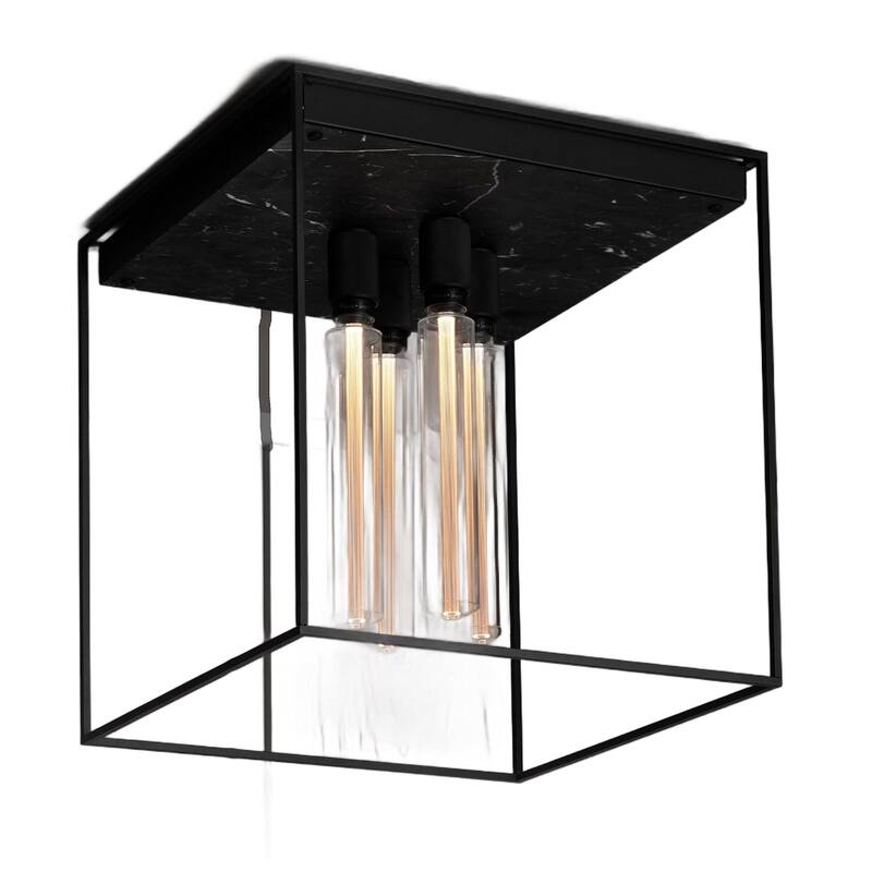 Buster + Punch NCA-02283 Caged 4 Light 20" Wide Semi-Flush Square - Black Marble