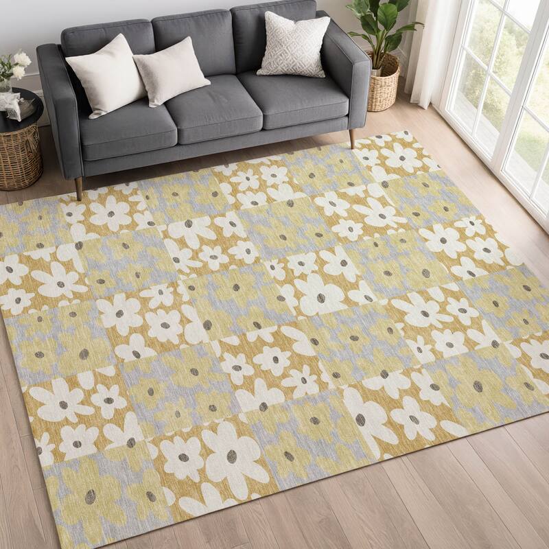 Machine Washable Indoor/ Outdoor Floral Krissy Chantille Rug