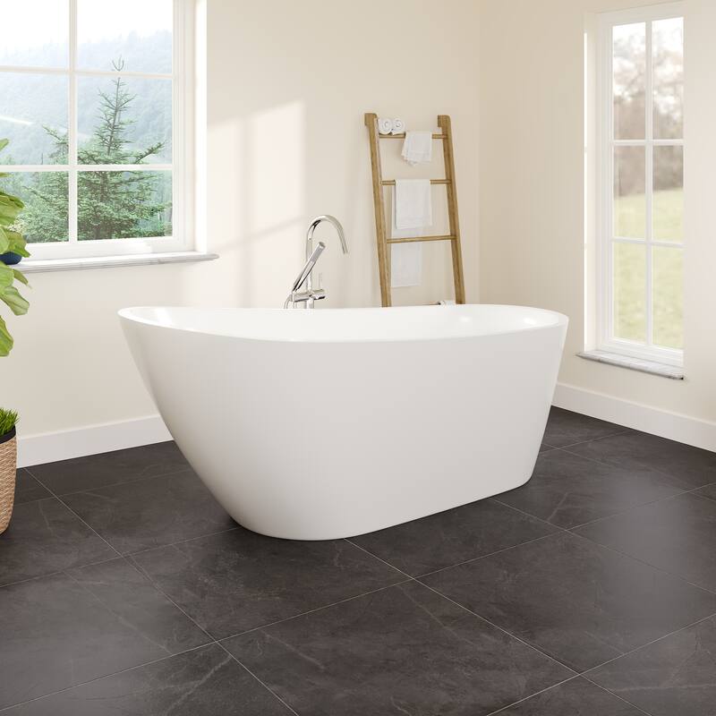 Eviva Luna White Acrylic Slipper Freestanding Bathtub