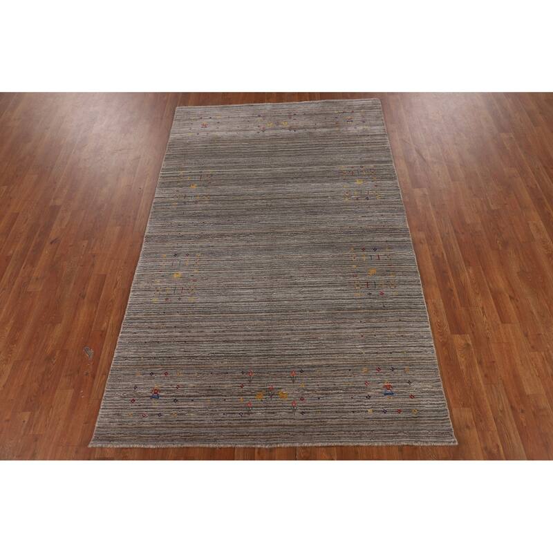 Striped Tribal Gabbeh Oriental Area Rug Hand-Knotted Wool Carpet - 5'0" X 8'5"