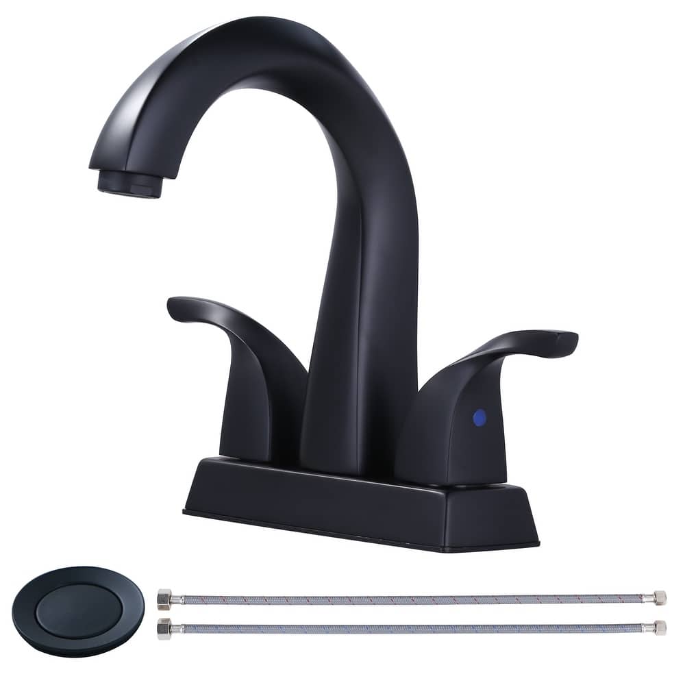 WOWOW 4 in. Centerset Double-Handle Bathroom Faucet with Pop Up Drain