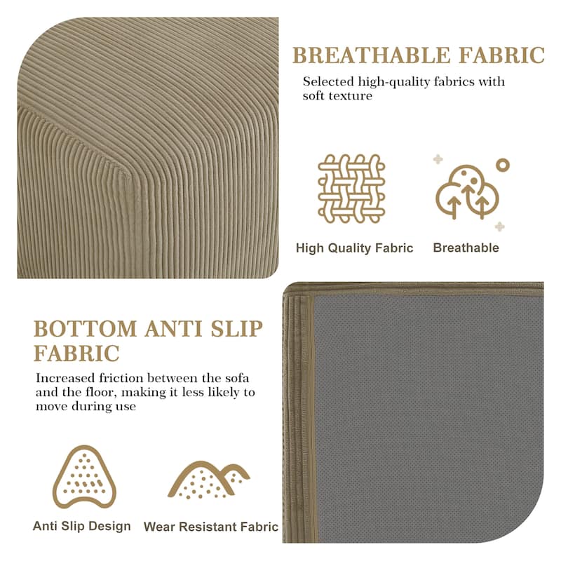 UIXE Oversize Corduroy Rectangle Ottomans And Poufs