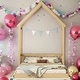 preview thumbnail 20 of 25, House-Style Funny Full House-shaped Roof Headboard Floor Kids Furniture Bed Kidsbed, Grey
