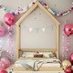 preview thumbnail 2 of 7, House-Style Funny Full House-shaped Roof Headboard Floor Kids Furniture Bed Kidsbed, Natural