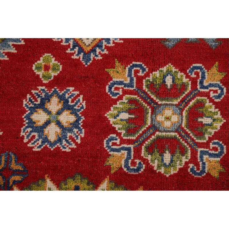 Traditional Geometric Red Kazak Oriental Wool Area Rug Hand-knotted - 6'7" x 9'9"