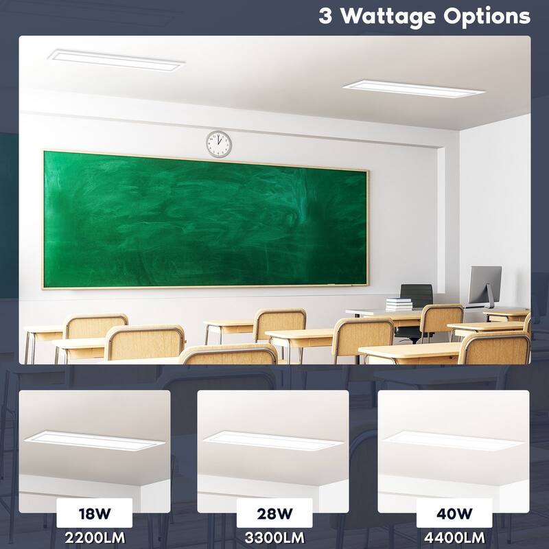 LUXRITE 6x4 FT LED Recessed Panel 18W/28W/40W, 4CCT, Up to 4400 Lumens, Drop Ceiling Lights Dimmable UL Listed 8 Pack