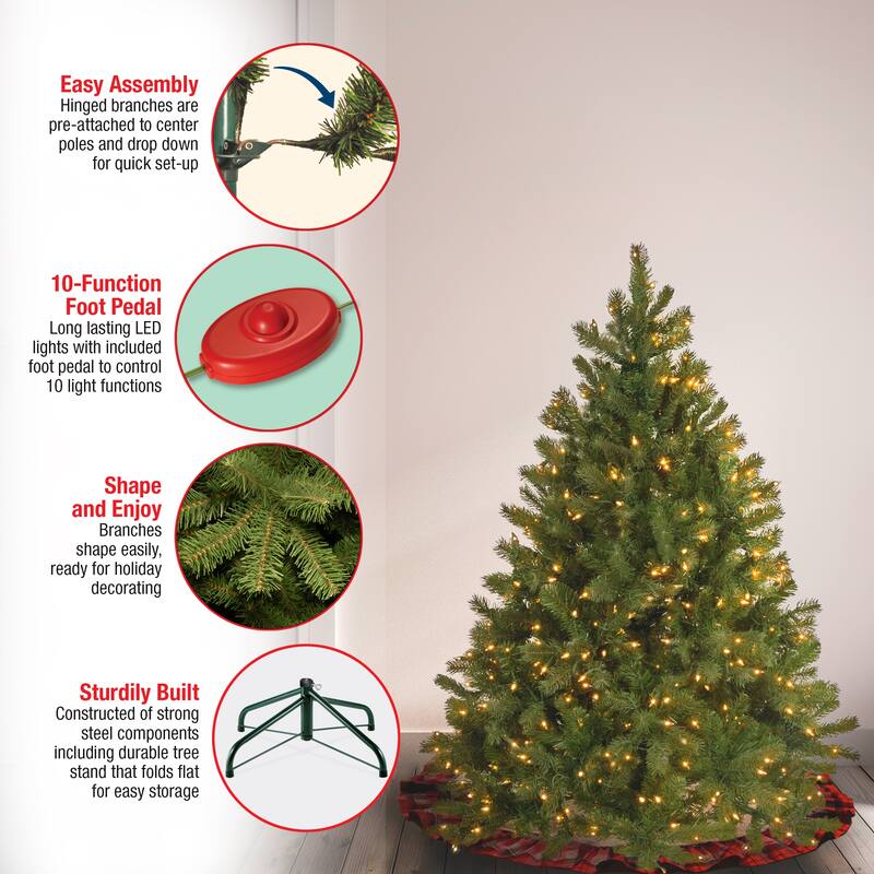 National Tree Company 4.5 ft. Downswept Douglas Fir Tree with Dual Color LED Lights - 4.5 Foot