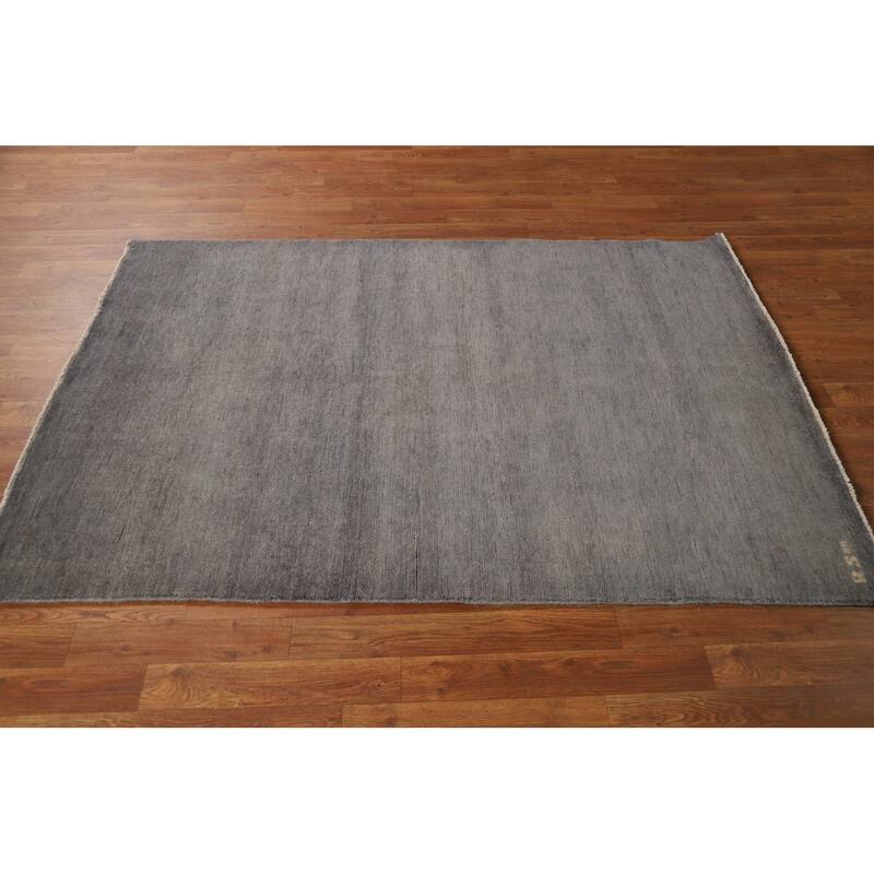 Hand Knotted Oriental 100% Wool Carpet Modern Modern Greys & Charcoal Gabbeh Area Rug - 5' 11'' X 4' 0''
