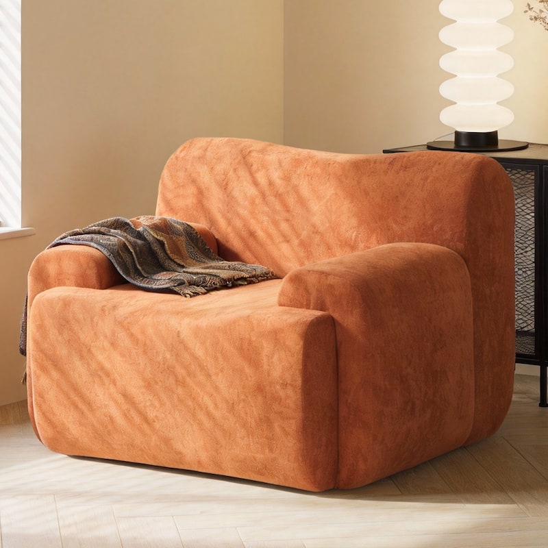 Chenille Accent Chair, Comfy Cloud Sofa Chair, Modern Armchair Boneless Reading Chairs