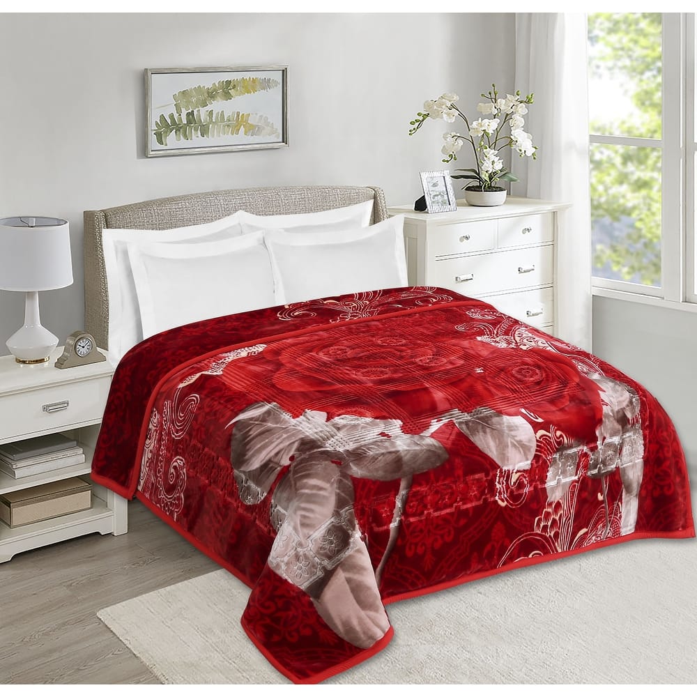 Empyrean Velvet 2 Ply Heavy Reversible Printed Raschel Blanket