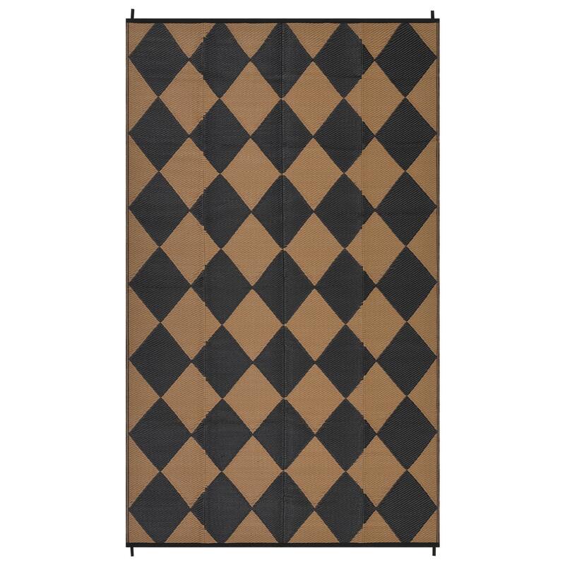 Outdoor Rug Waterproof Reversible Rug Plastic Straw Rug Checkered Floor Mat Outside Carpet for Camping RV Backyard Patio