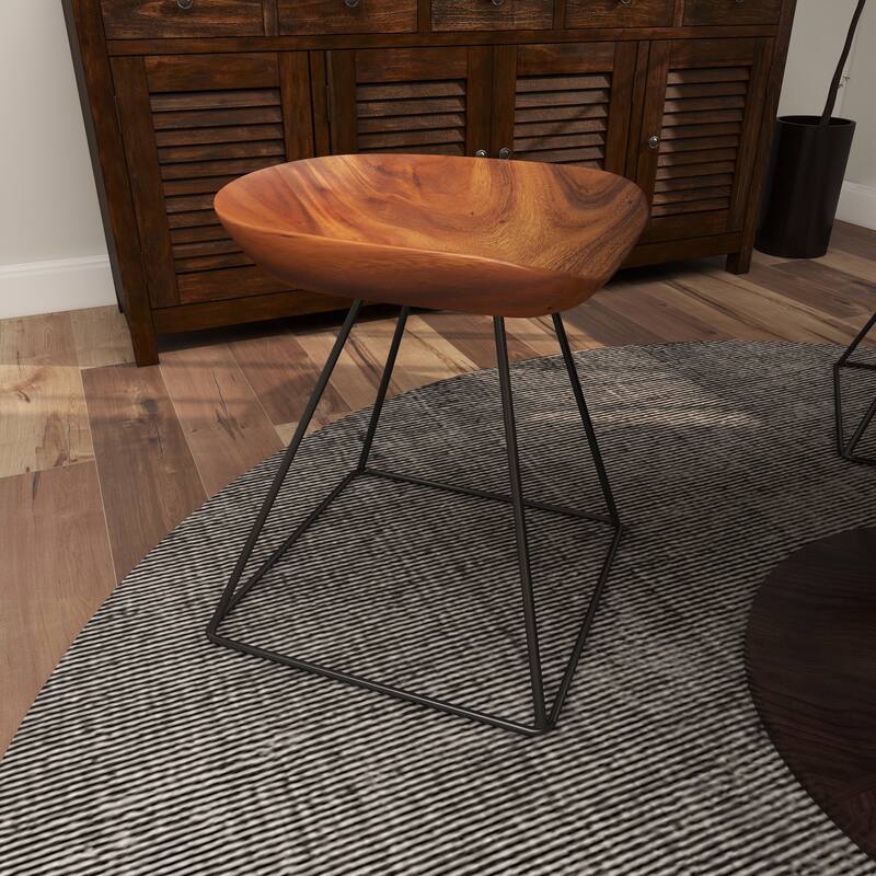 Brown Metal Stool with Black Metal Base