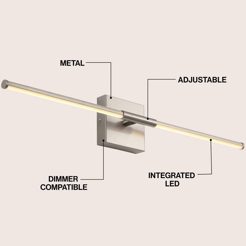 28" Dimmable Integrated LED Metal Wall Sconce, by JONATHAN Y