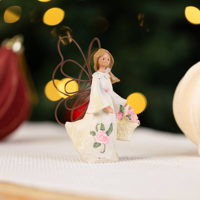 Angel Accents January Pink Carnation Angel with Wings Figurine - 4"