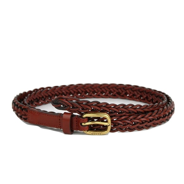Shop Gucci Women&#39;s Braided Red Leather Skinny Belt 380607 7508 - Overstock - 24603558