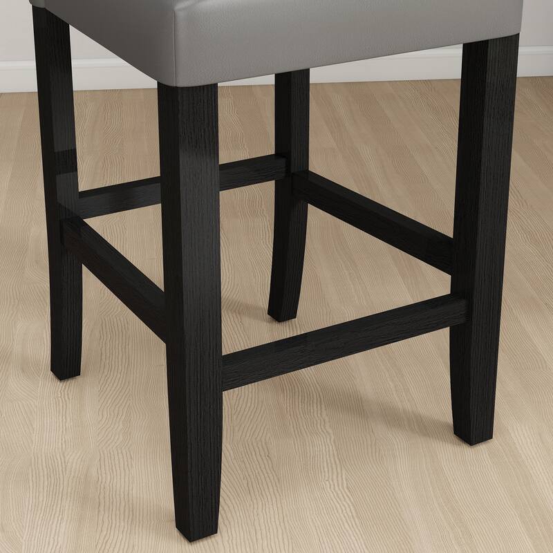 24 Inches Faux Leather Counter Height Bar Stools with Nailhead Trim