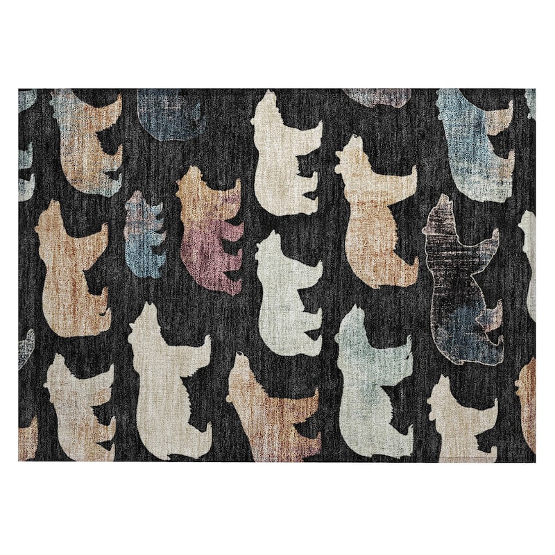Machine Washable Indoor/ Outdoor Modern Bear Chantille Rug